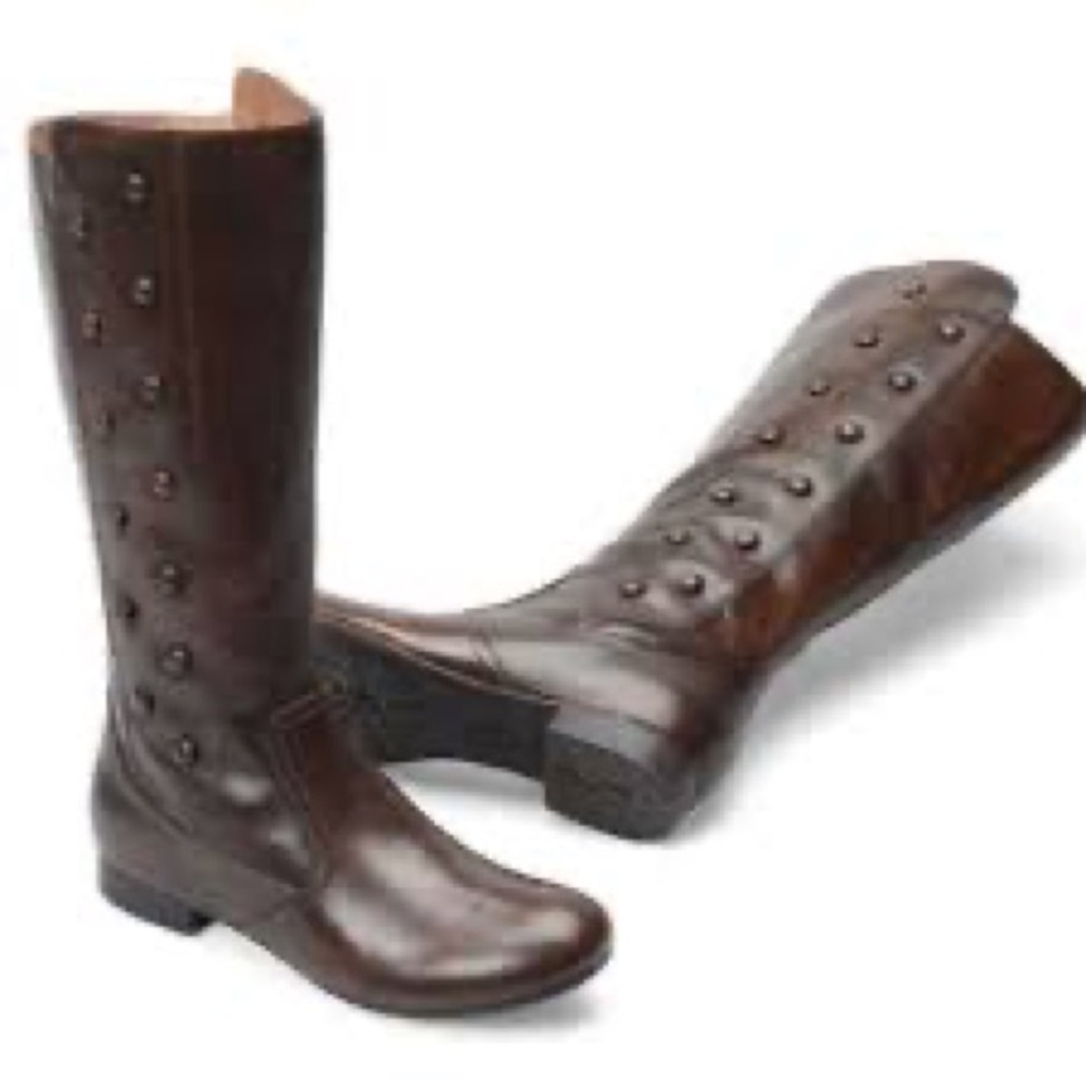 Born Martika Cognac Burnished Brown Button Leather Boots Size 6.5 / 37